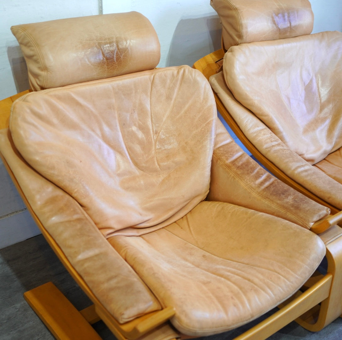 Nelo Mobel クローケン ラウンジチェア&オットマン 本革 スウェーデン - Restyle