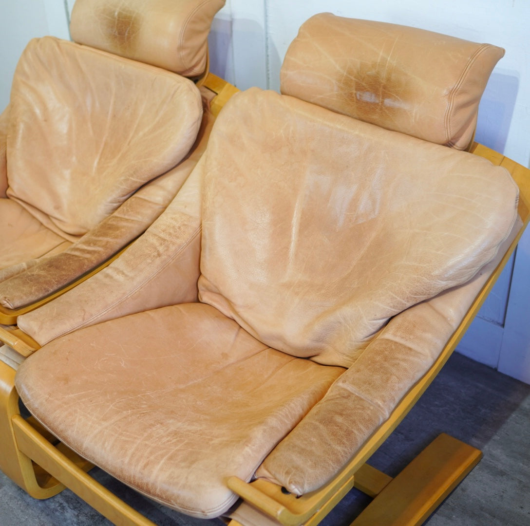 Nelo Mobel クローケン ラウンジチェア&オットマン 本革 スウェーデン - Restyle