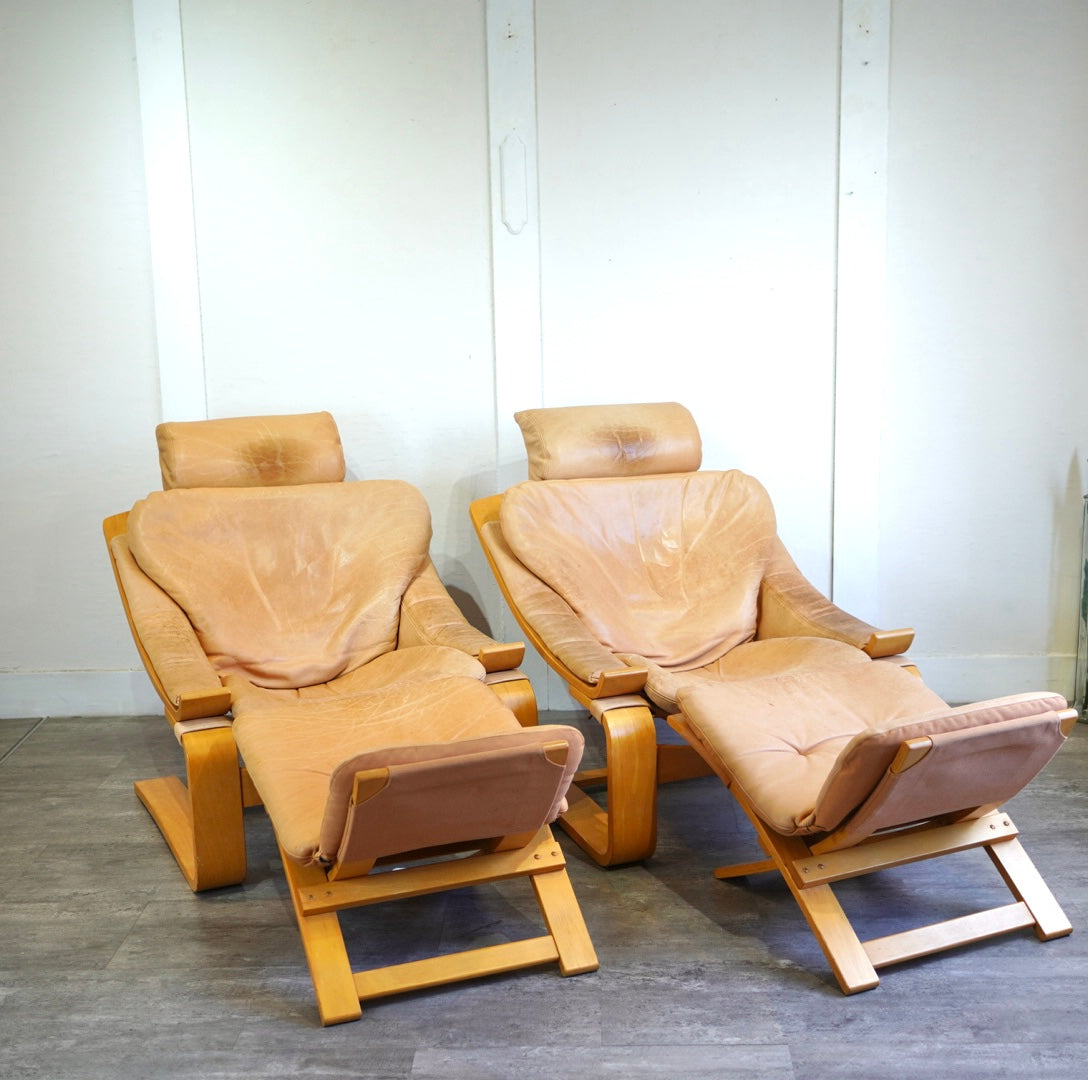 Nelo Mobel クローケン ラウンジチェア&オットマン 本革 スウェーデン - Restyle