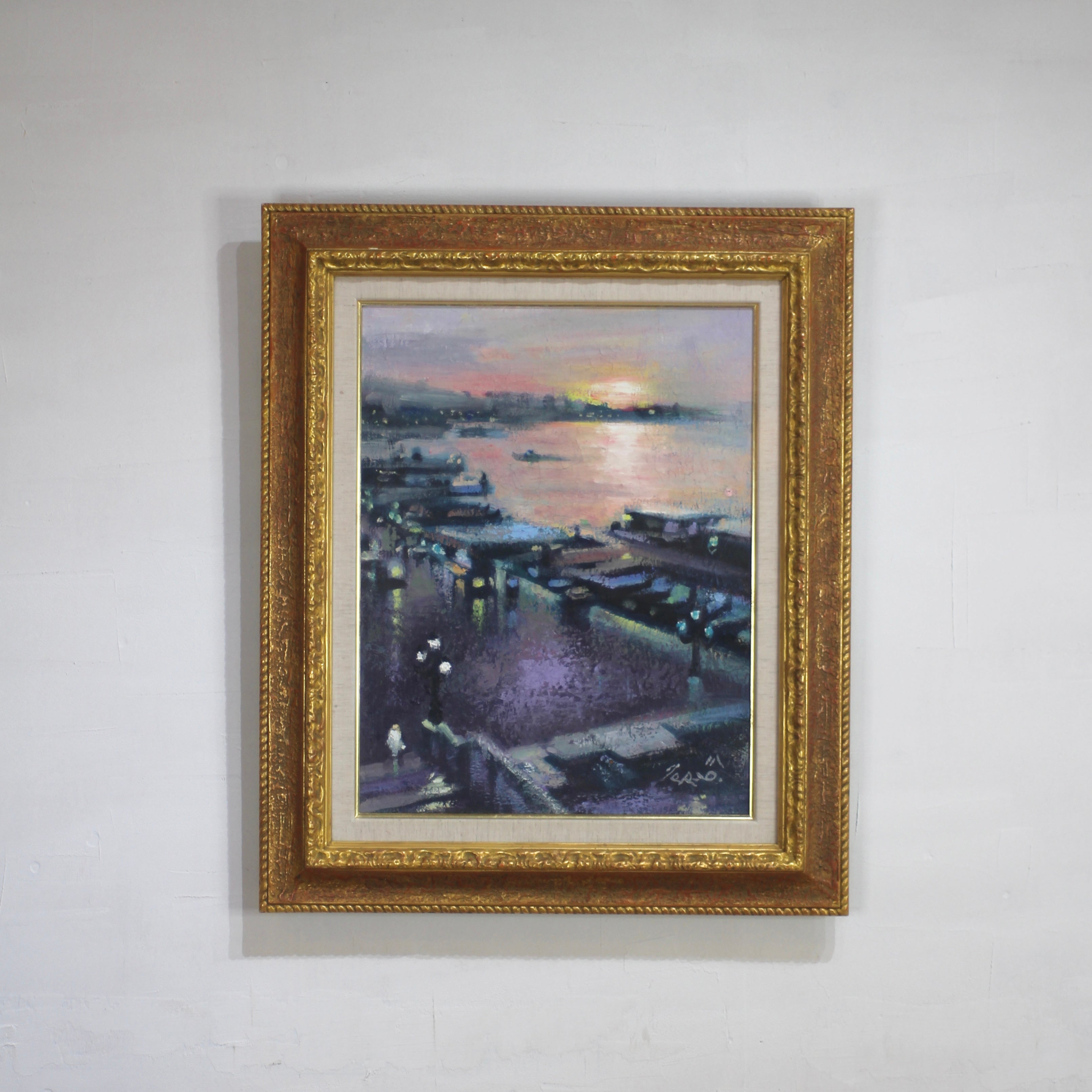 三宅輝夫「広場の朝」油彩画