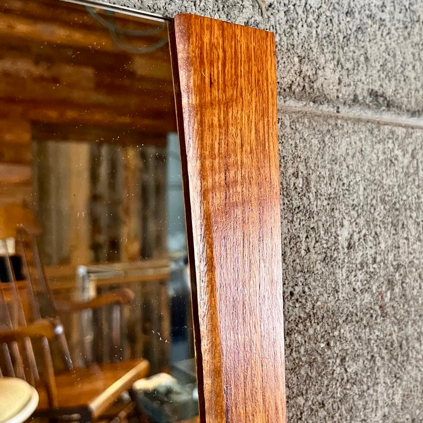 ウォールミラー 鏡 長方形 チークフレーム 木製 壁掛けミラー ヴィンテージ