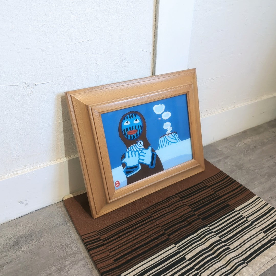 畦地梅太郎 ガラス絵 「火の山 浅間」