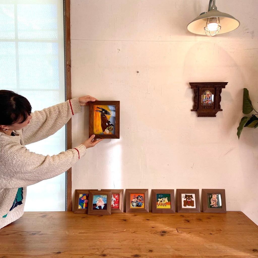 柚木沙弥郎 ガラス絵 「ロバの鼓手」