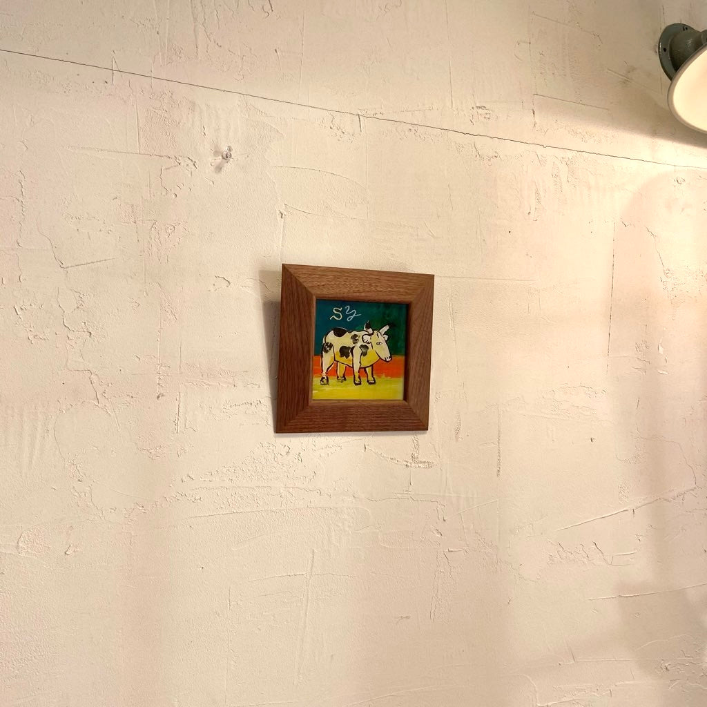 柚木沙弥郎 ガラス絵 「メキシコの牛」