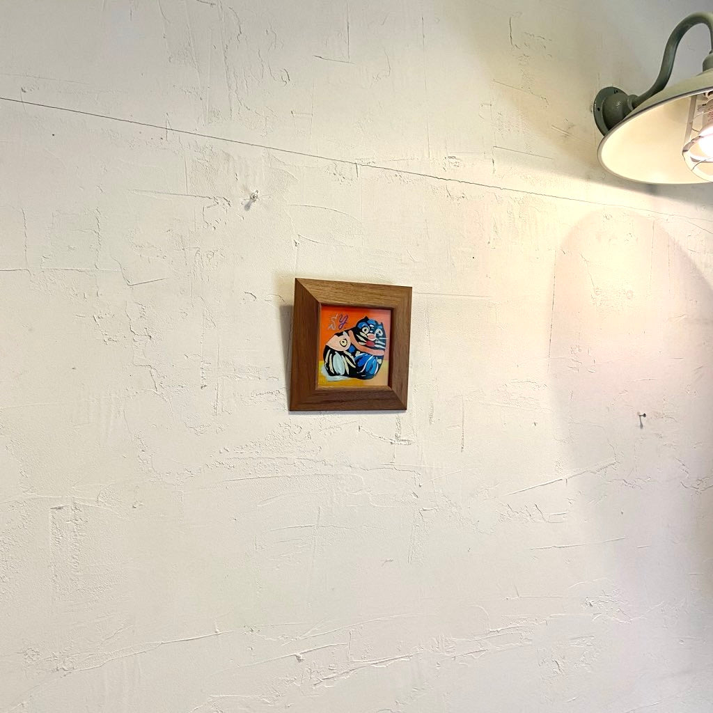 柚木沙弥郎 ガラス絵 「メキシコの猫」