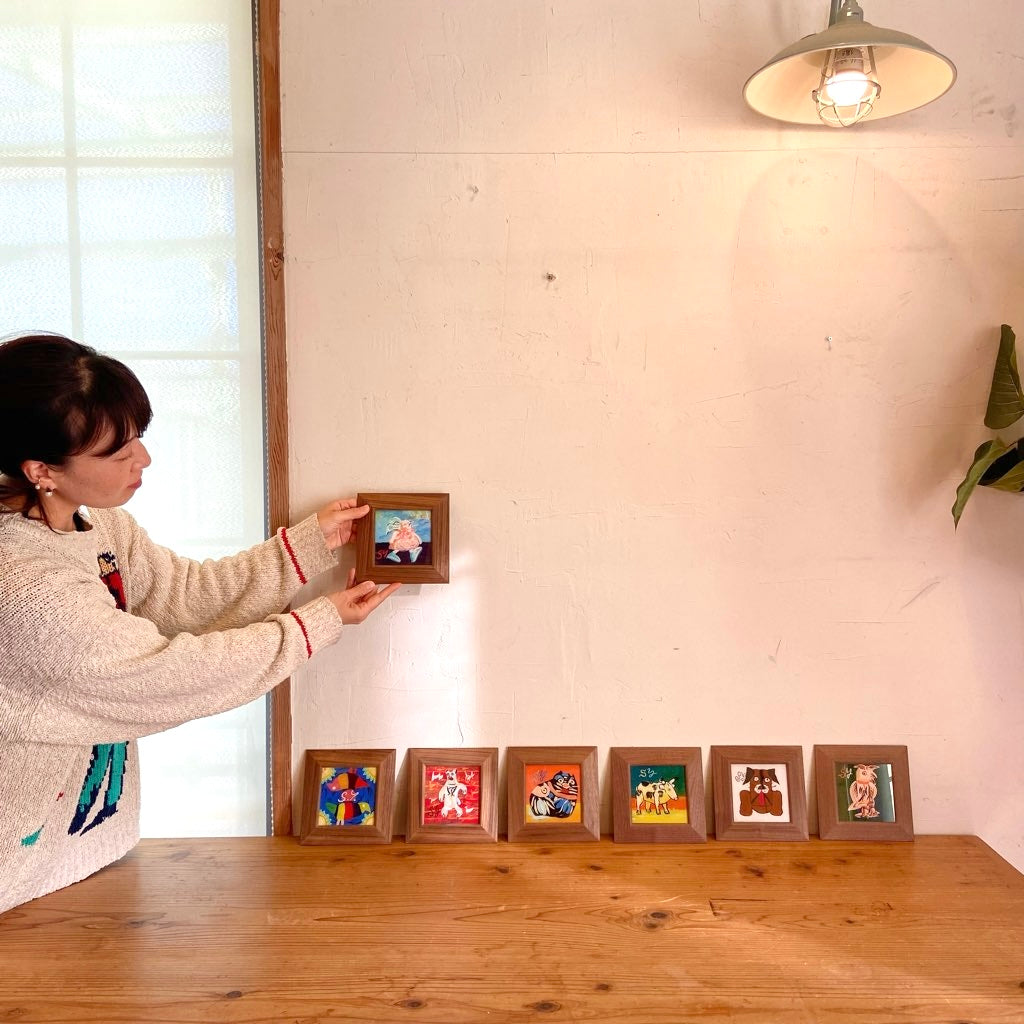 柚木沙弥郎 ガラス絵 「メキシコの梟」