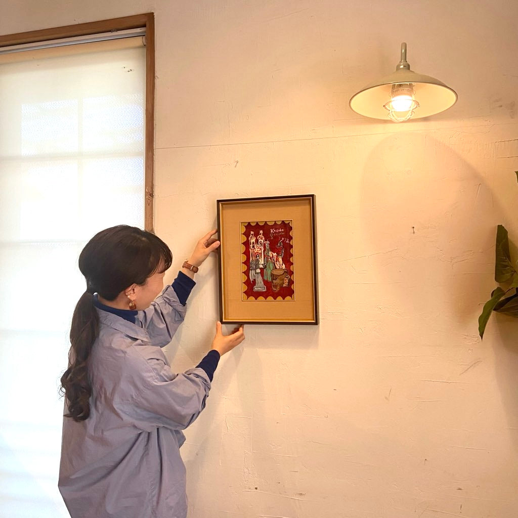 芹沢銈介 ガラス絵 「メキシコ人形」