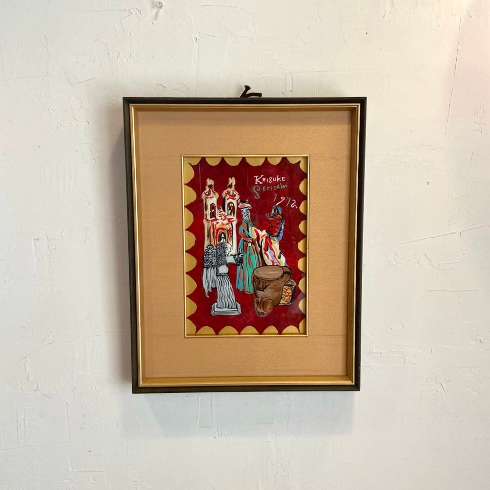 芹沢銈介 ガラス絵 「メキシコ人形」