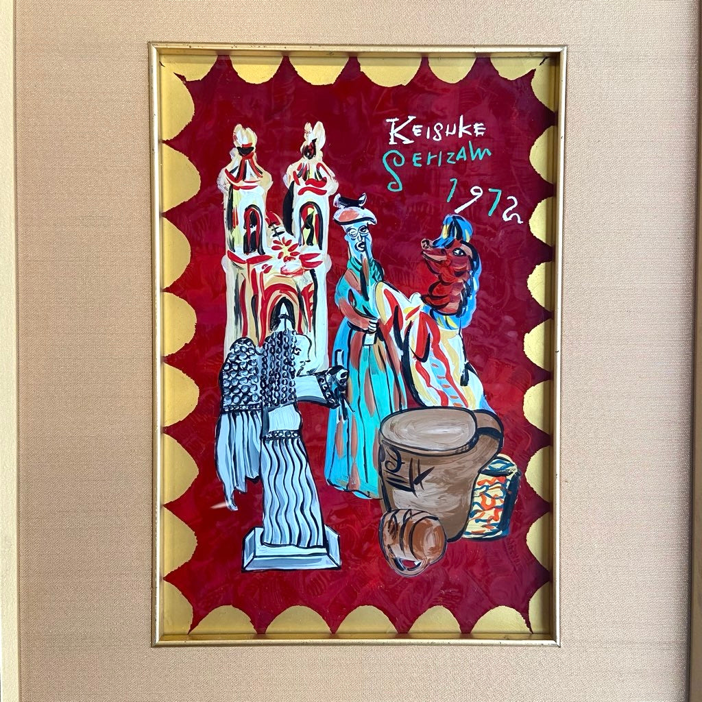 芹沢銈介 ガラス絵 「メキシコ人形」