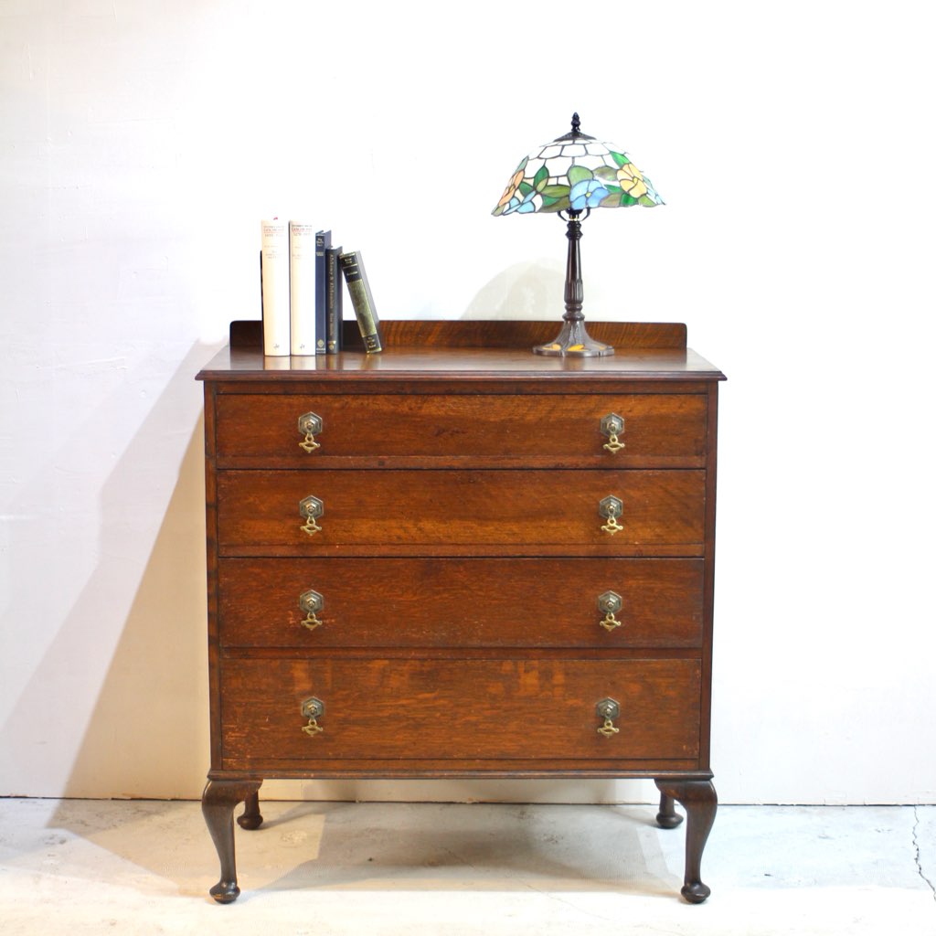 英国アンティーク 猫脚 4段チェスト