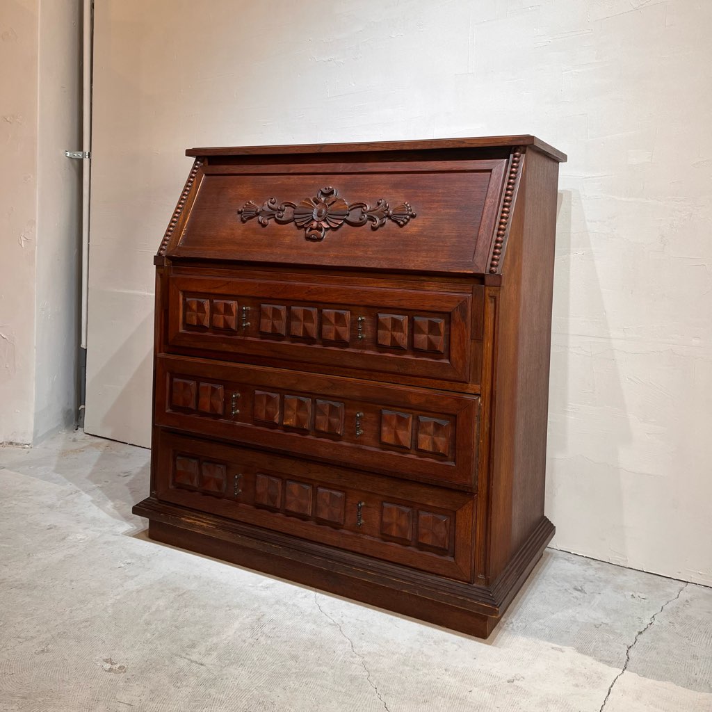 アンティーク ライティングビューロー 木製ライティングチェスト