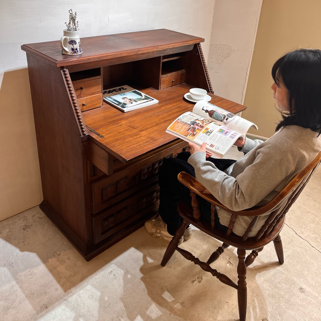 アンティーク ライティングビューロー 木製ライティングチェスト