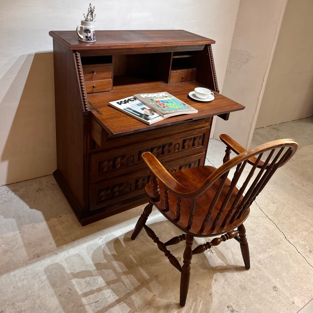 アンティーク ライティングビューロー 木製ライティングチェスト