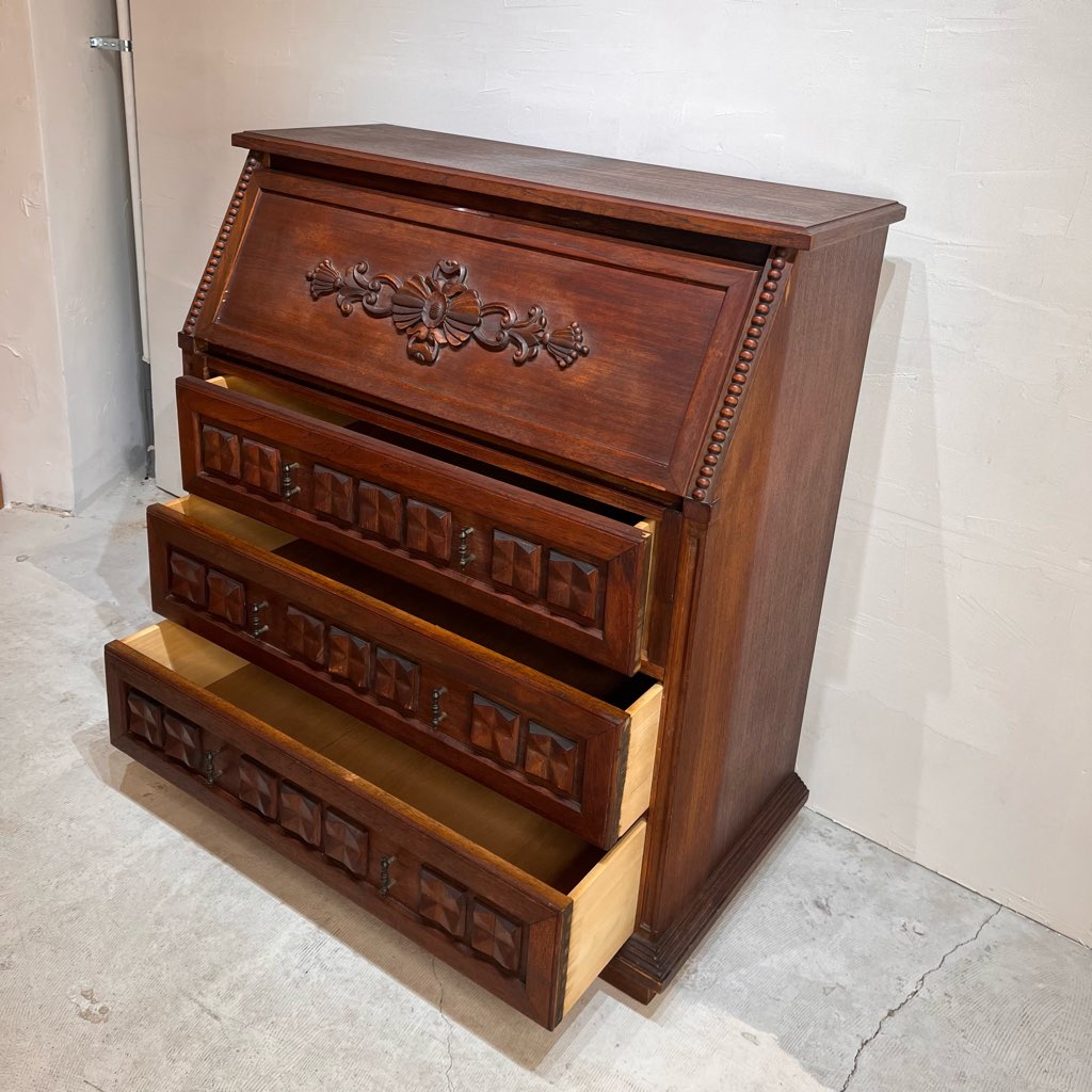 アンティーク ライティングビューロー 木製ライティングチェスト