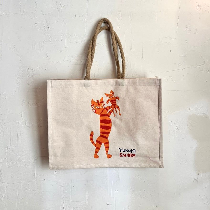 柚木沙弥郎 型染め バッグ 【大】トラ猫の親子 かばん 未使用 - Restyle