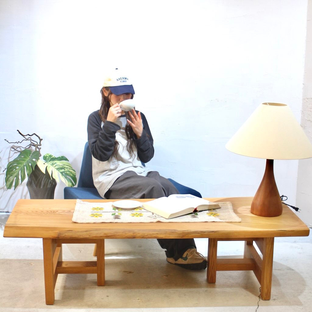 タモ材 一枚板 リビングテーブル ローテーブル