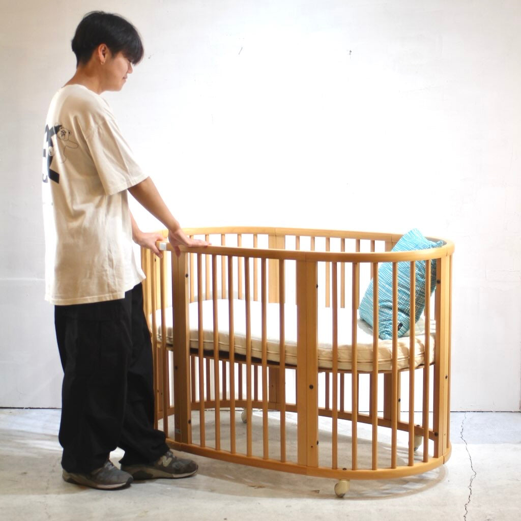 ストッケ / Stokke スリーピーベビーベッド ナチュラル ドレープ・ジュニアベッドキット付き
