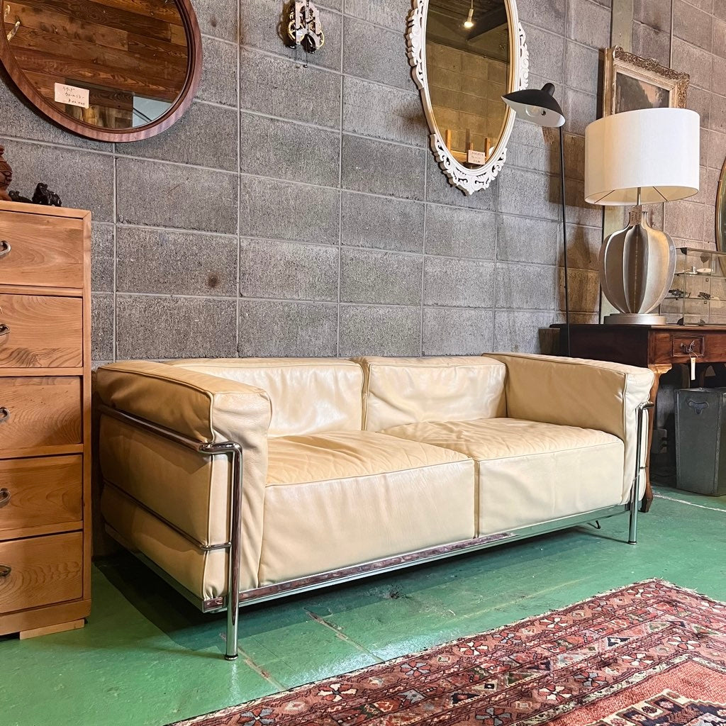 カッシーナ / Cassina ルコルビュジエ / Le Corbusier LC3 2人掛けソファ 白総革 アイボリー