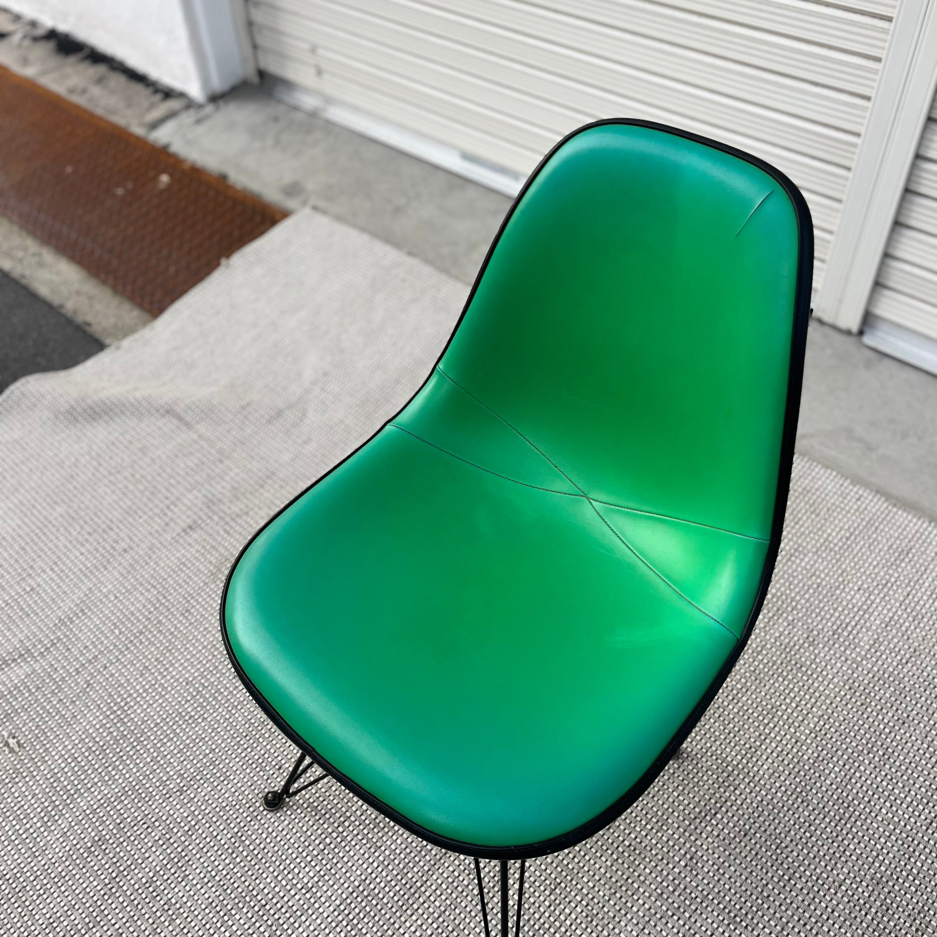 ハーマンミラー / Herman Miller サイドシェルチェア 2nd グリーン ナウガレザー エッフェルベース チャールズ&レイ・イームズ ヴィンテージ