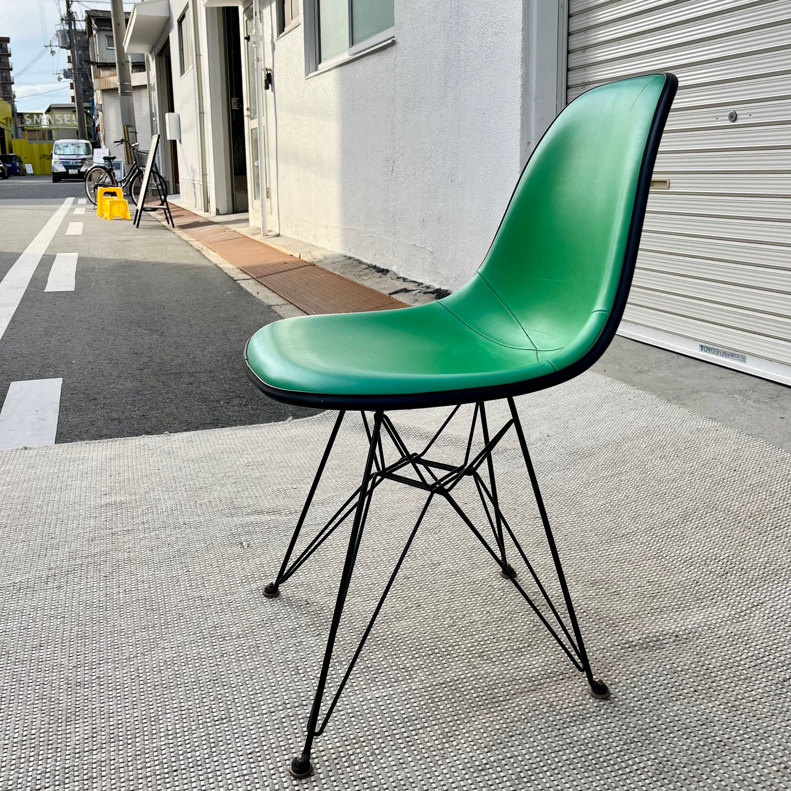 ハーマンミラー / Herman Miller サイドシェルチェア 2nd グリーン ナウガレザー エッフェルベース チャールズ&レイ・イームズ ヴィンテージ