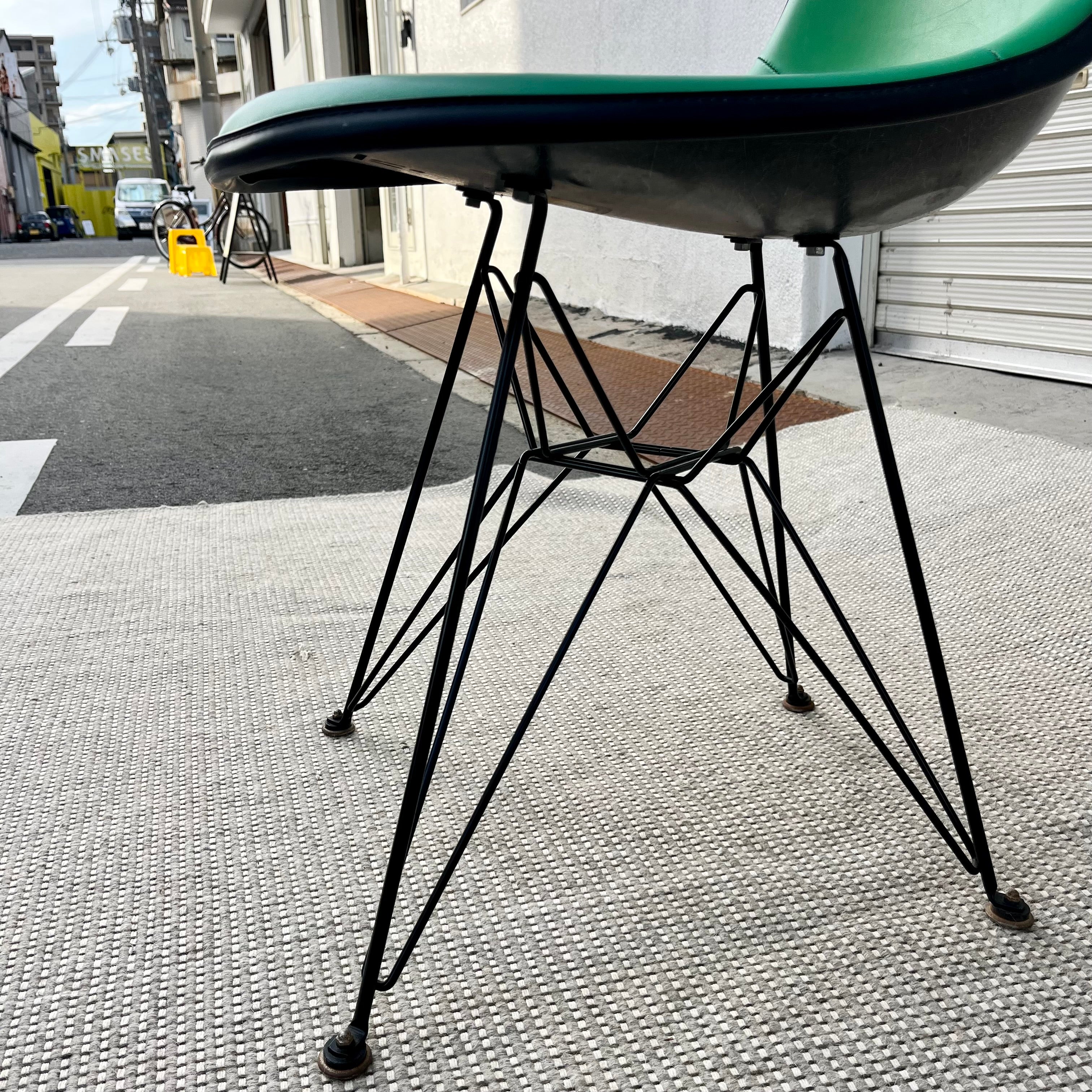 ハーマンミラー / Herman Miller サイドシェルチェア 2nd グリーン ナウガレザー エッフェルベース チャールズ&レイ・イームズ ヴィンテージ