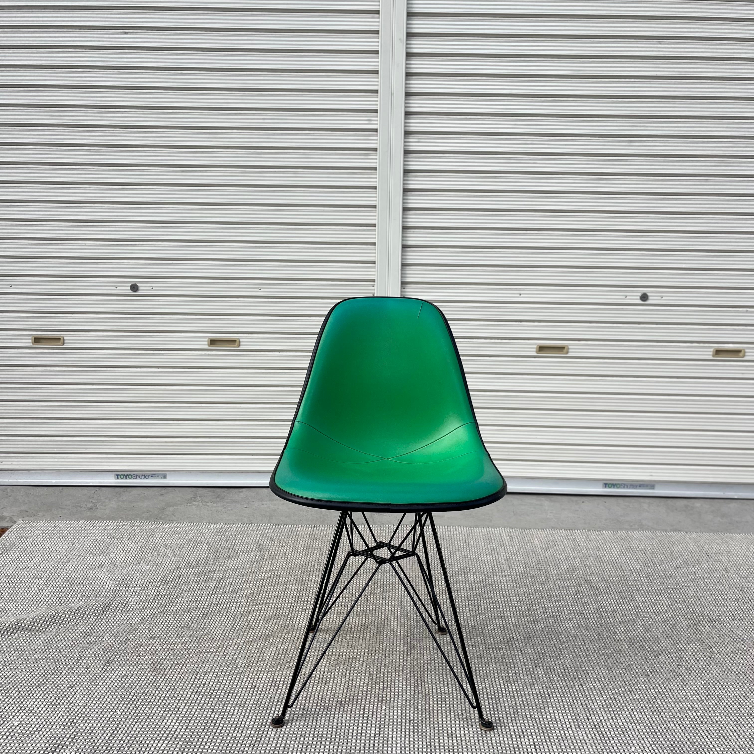 ハーマンミラー / Herman Miller サイドシェルチェア 2nd グリーン ナウガレザー エッフェルベース チャールズ&レイ・イームズ ヴィンテージ