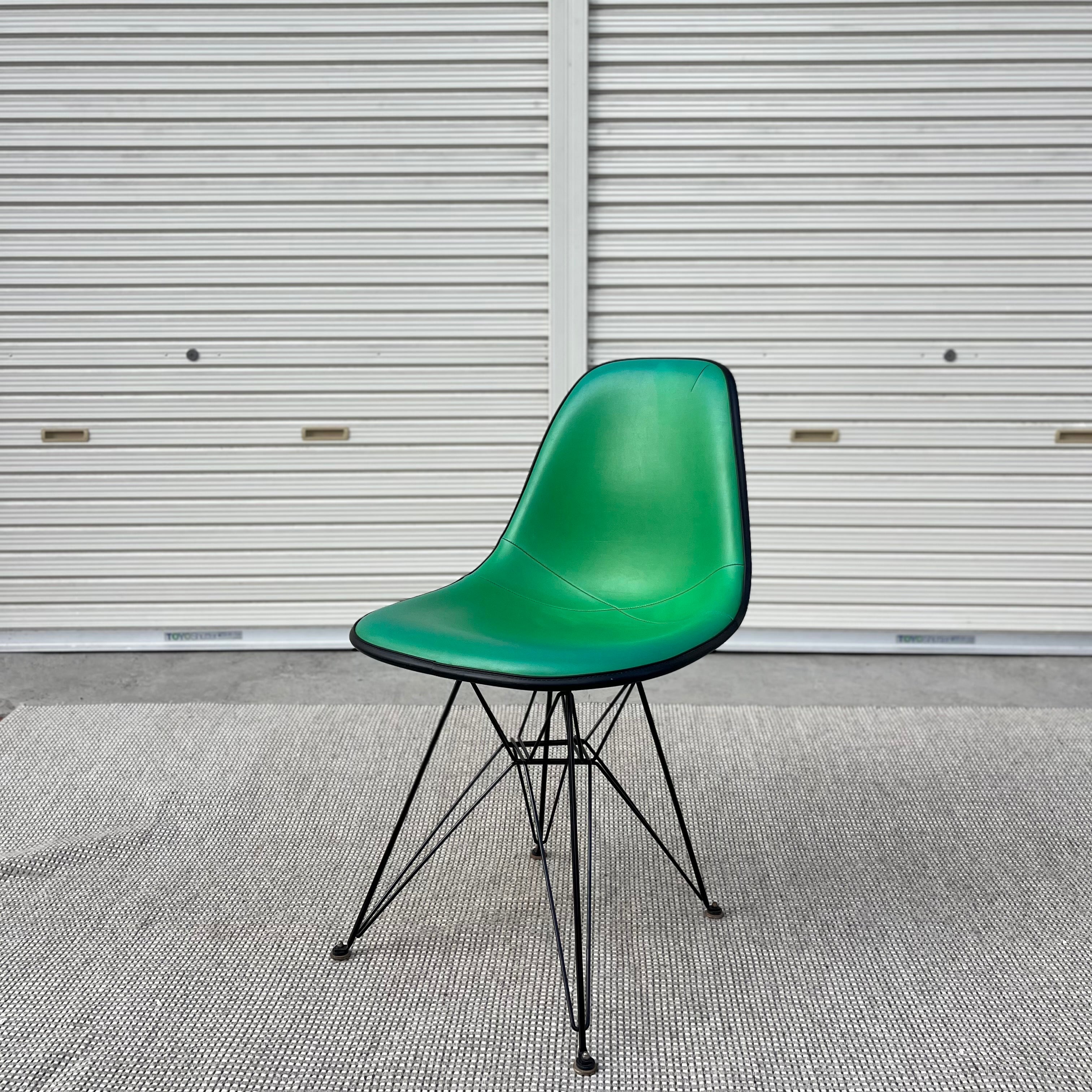 ハーマンミラー / Herman Miller サイドシェルチェア 2nd グリーン ナウガレザー エッフェルベース チャールズ&レイ・イームズ ヴィンテージ