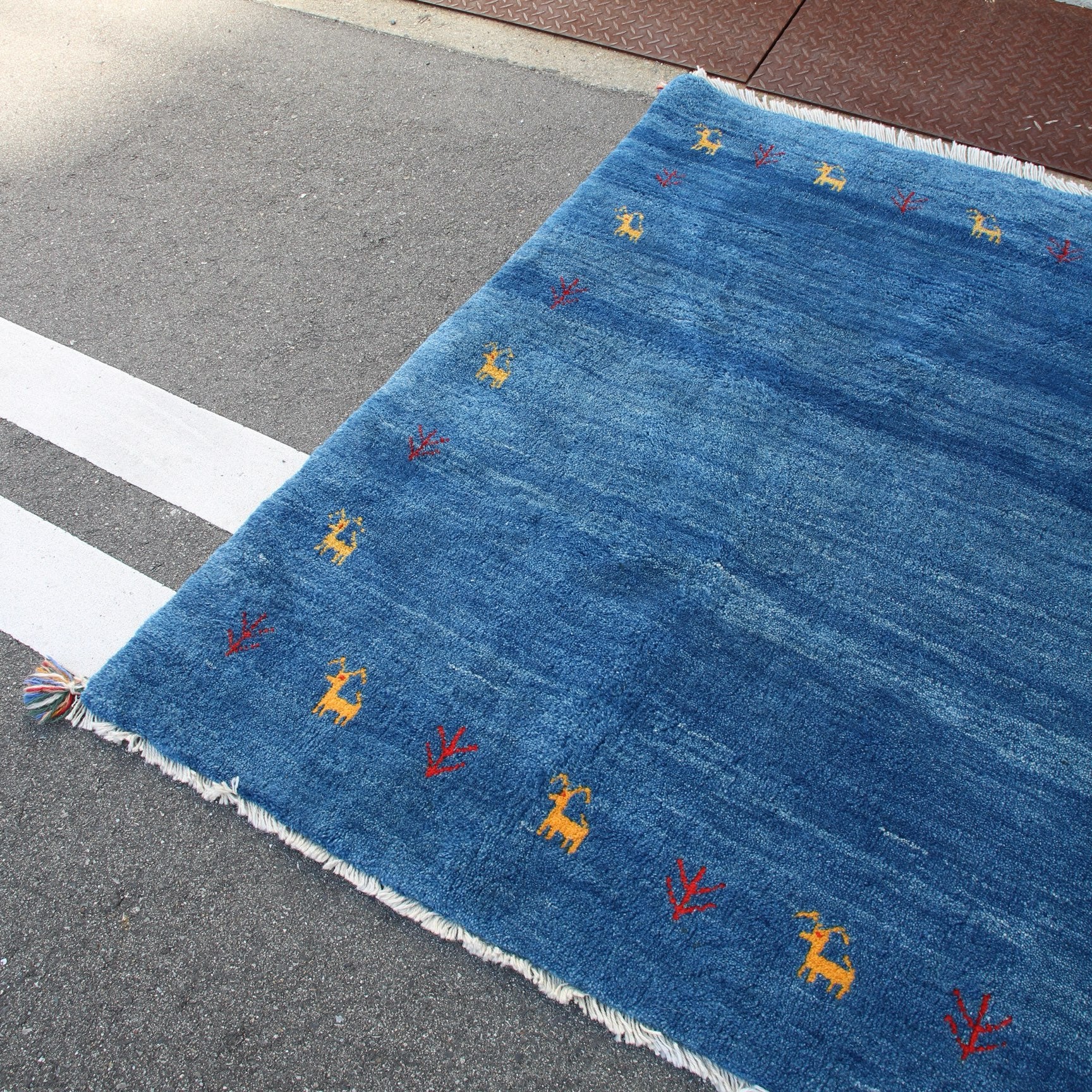 ギャッベ 200×140cm ラグ 絨毯 ブルー - Restyle