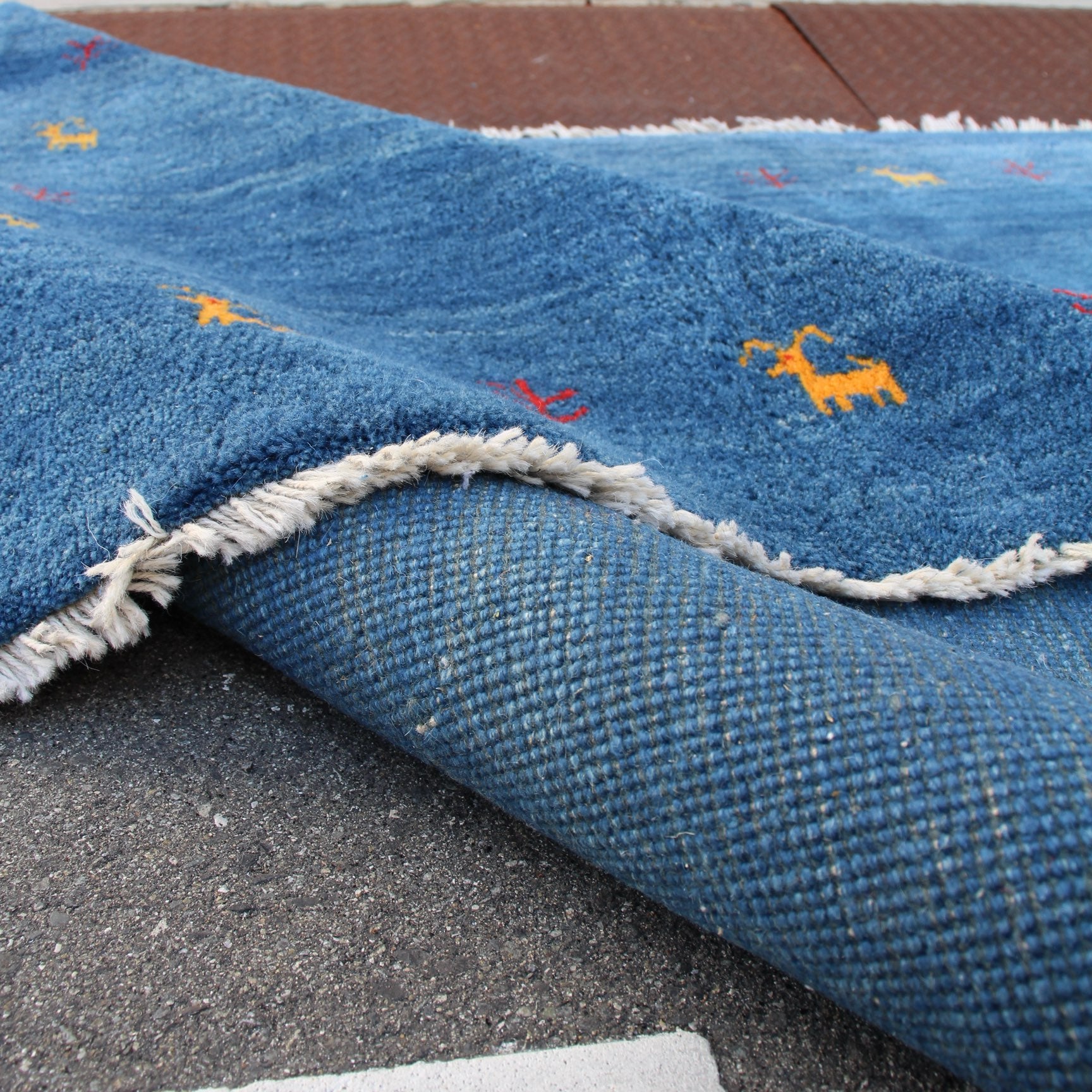 ギャッベ 200×140cm ラグ 絨毯 ブルー - Restyle