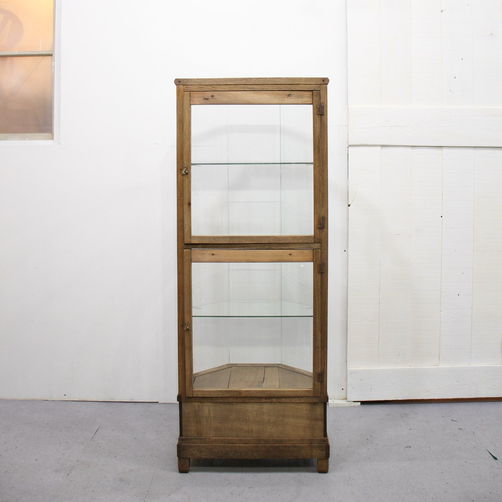 アンティーク 木製ガラスショーケース ディスプレイ棚