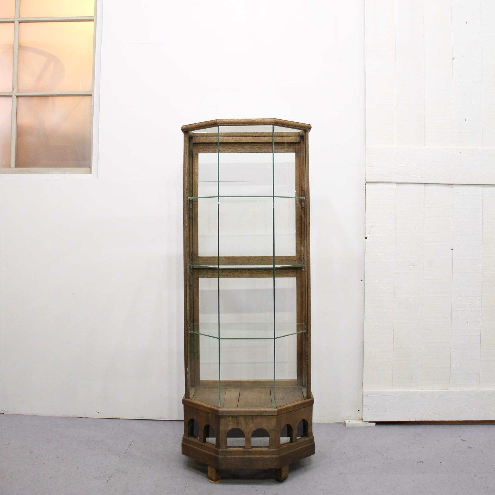 アンティーク 木製ガラスショーケース ディスプレイ棚