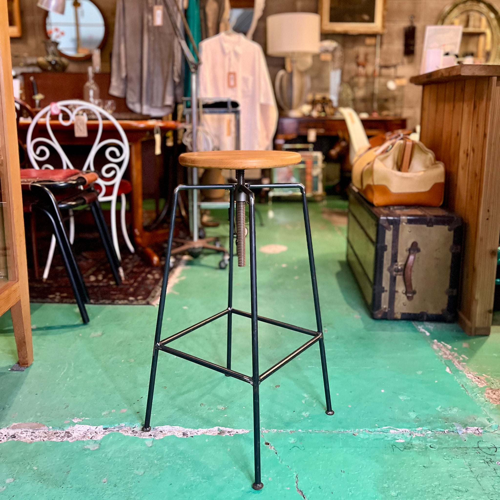 ウッド＆アイアン バースツール ハイスツール カウンターチェア 中古 