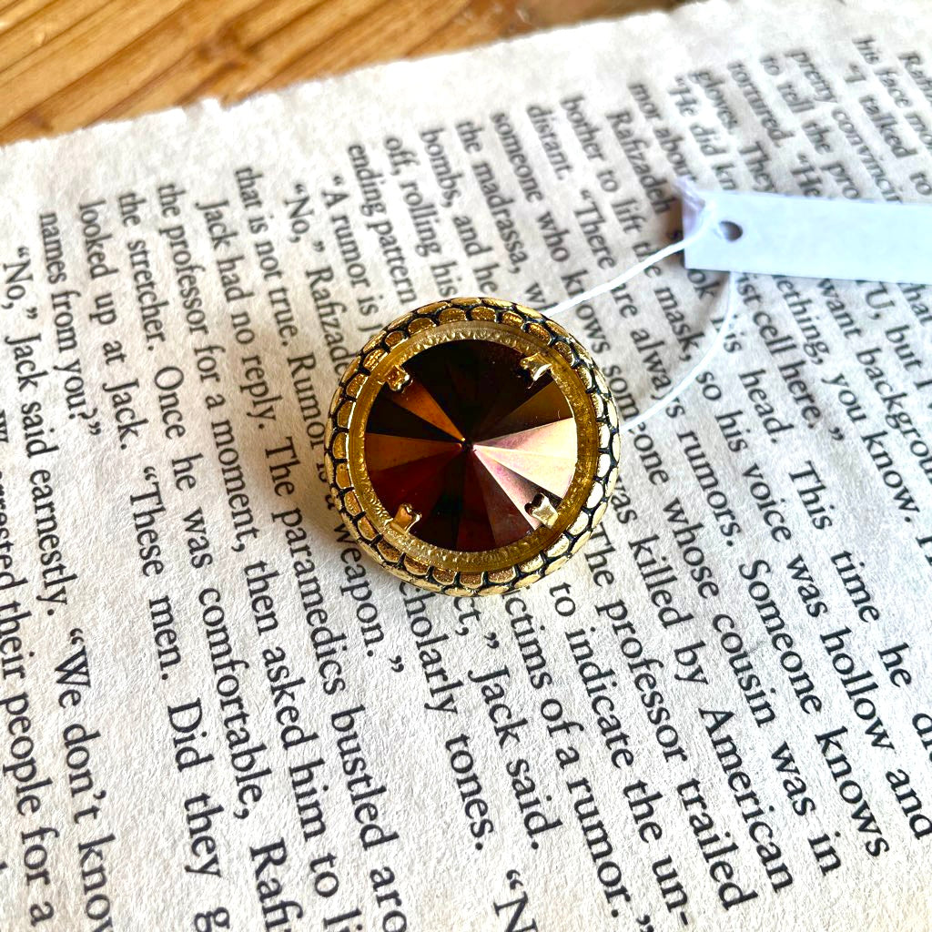 ロジェ・ジャン・ピエール / Roger Jean Pierre オートクチュールボタン【3】 クリスタル ブラウン アンティークボタン ヴィンテージボタン