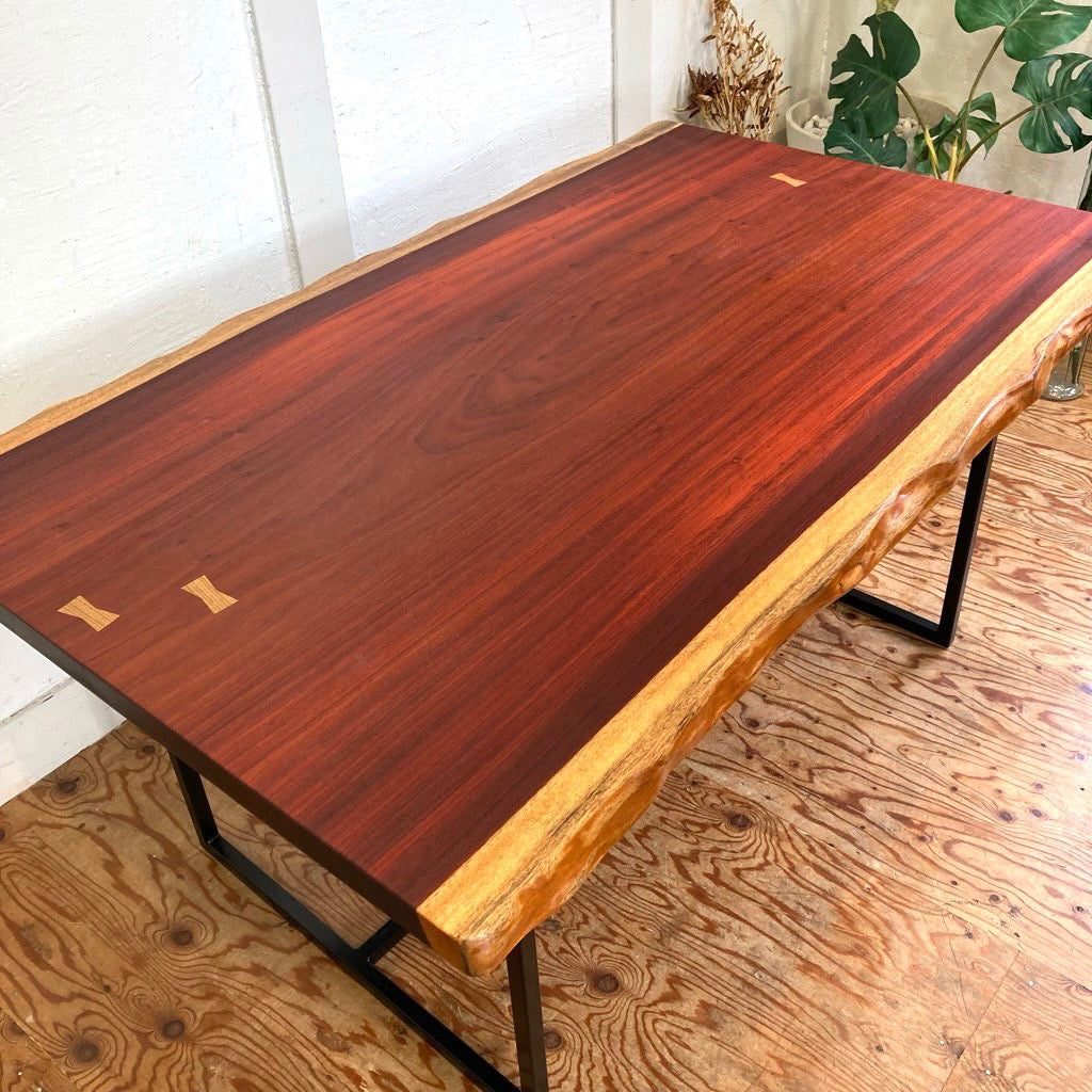 一枚板ダイニングテーブル パドック 座卓 無垢材 リメイク家具 再生家具 リバイブモブラープロジェクト