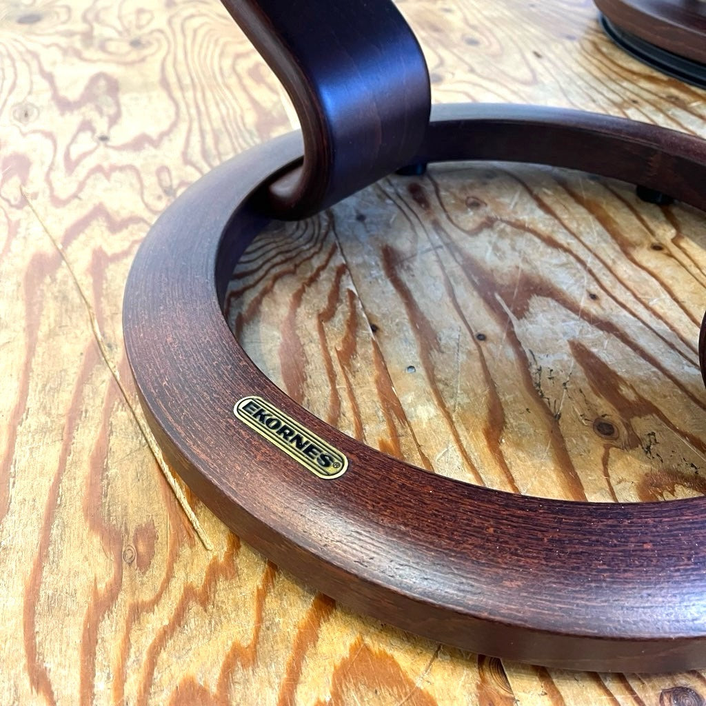 エコーネス / EKORNES ストレスレスチェア Wing Mサイズ オットマン付 本革張り グリーン 中古 ヴィンテージ