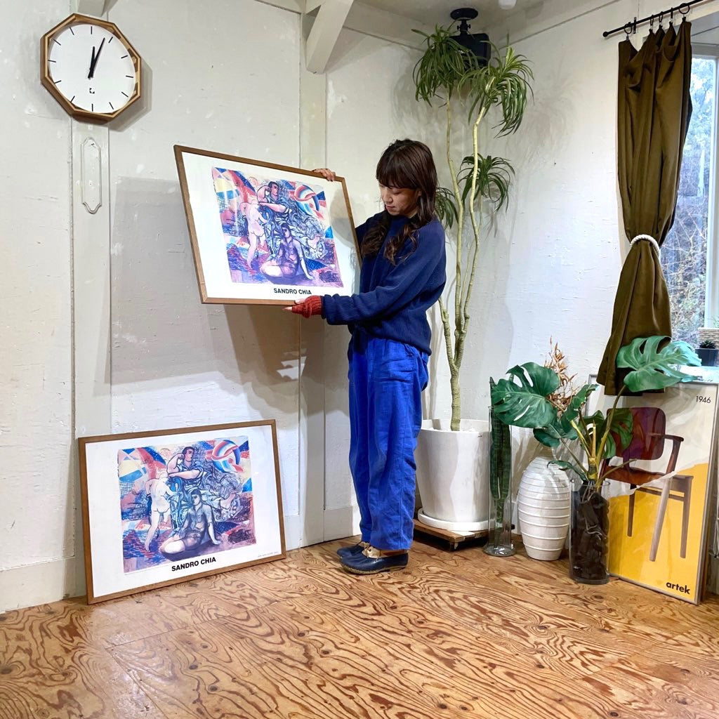 【14】サンドロキア/Sandro Chia ポスター 75.5×54.5 木枠 ヴィンテージ 新表現主義 中古