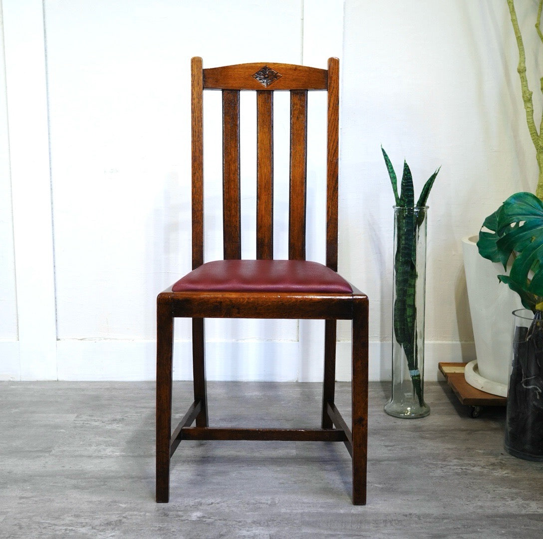 英国アンティーク ダイニングチェア  ワインレッド カフェチェア