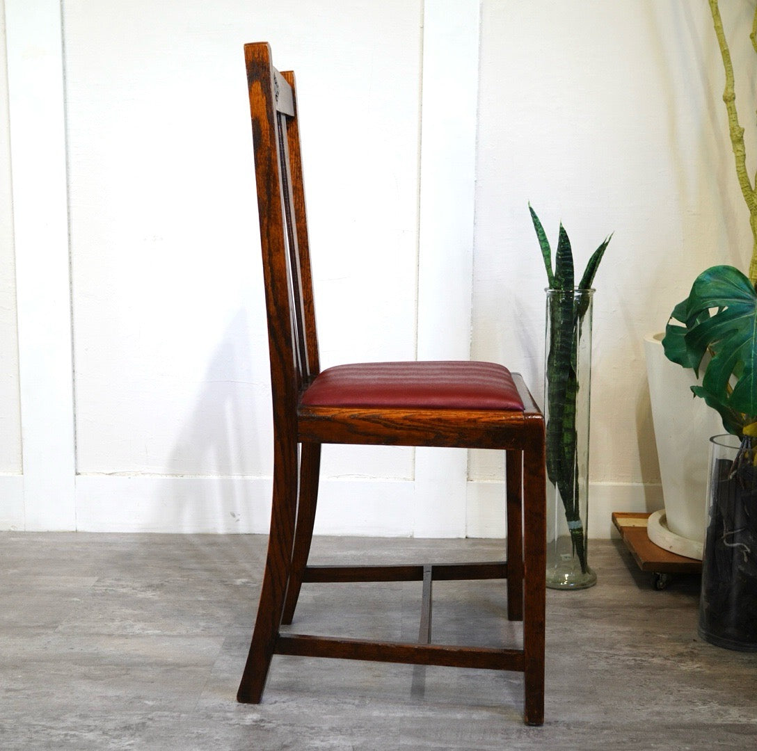 英国アンティーク ダイニングチェア  ワインレッド カフェチェア