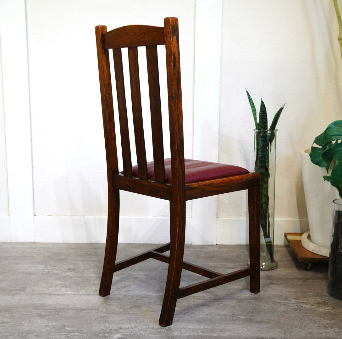 英国アンティーク ダイニングチェア  ワインレッド カフェチェア
