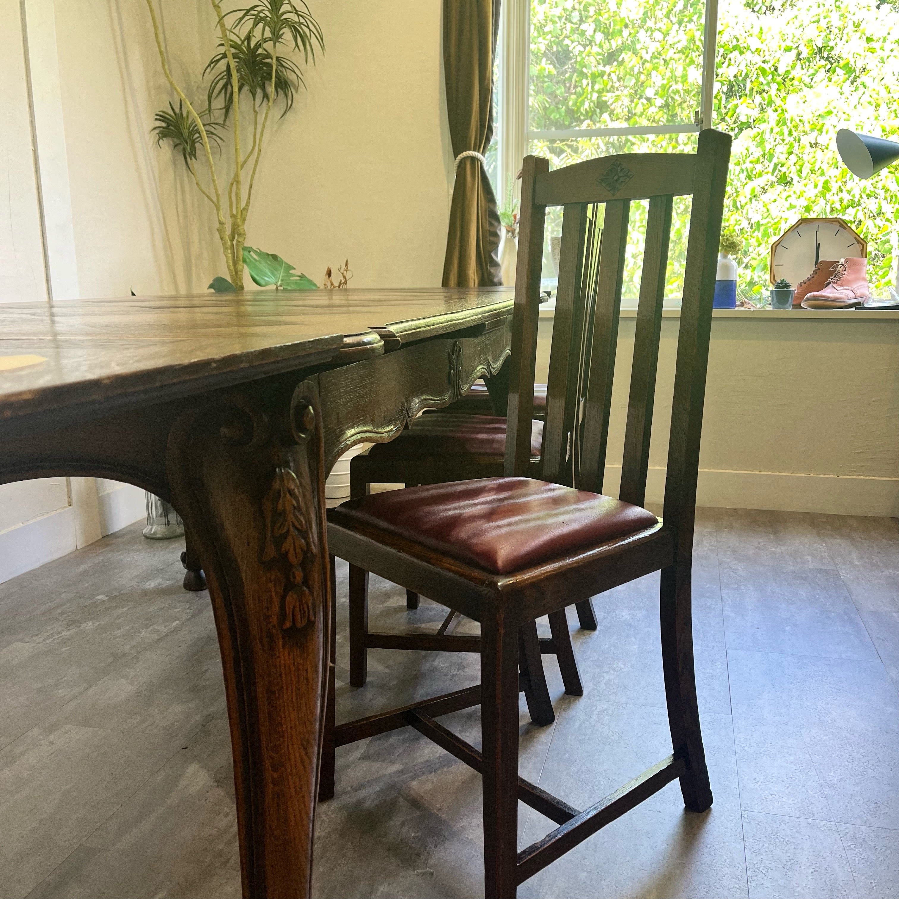 英国アンティーク ダイニングチェア  ワインレッド カフェチェア