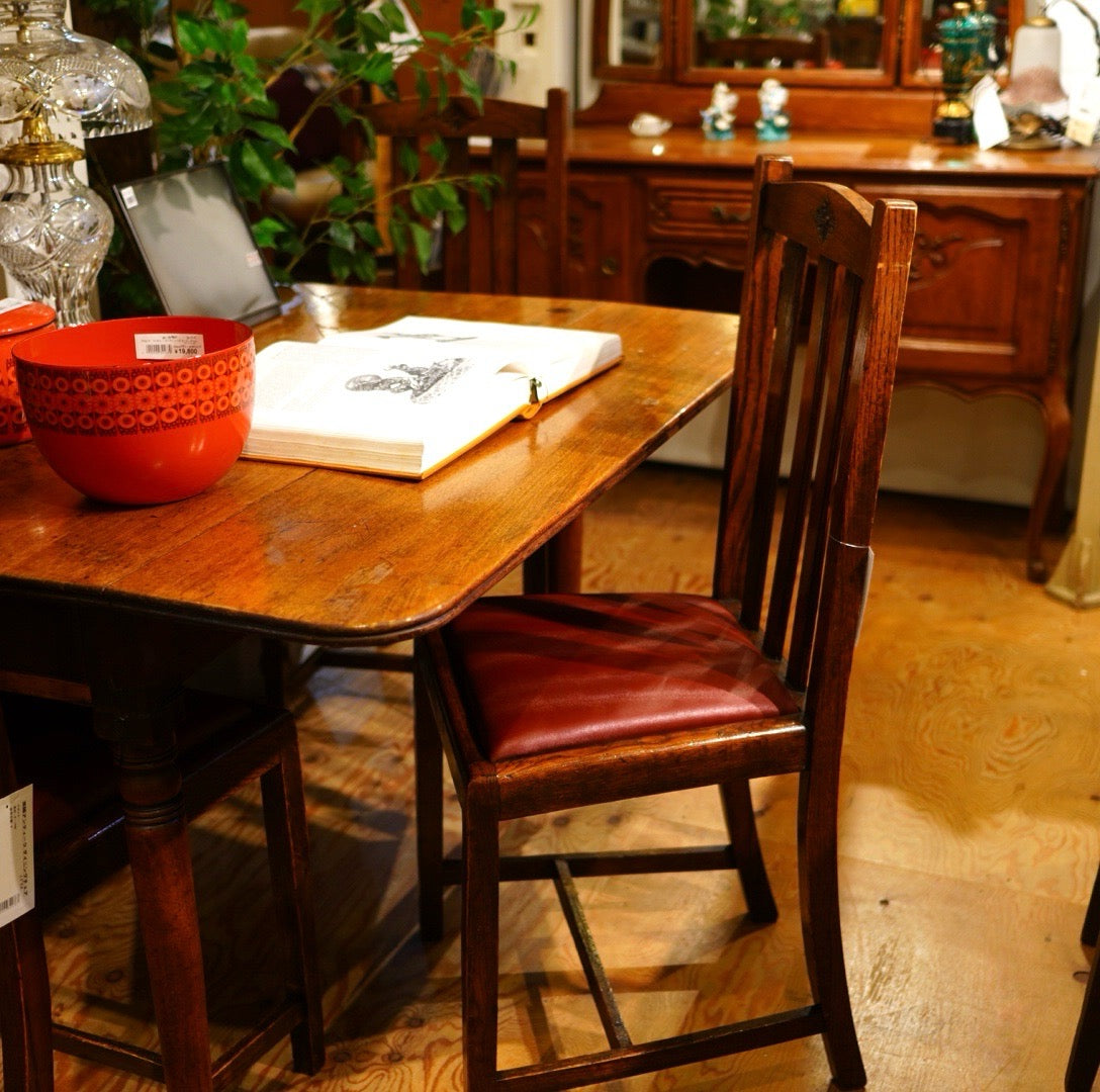 英国アンティーク ダイニングチェア  ワインレッド カフェチェア