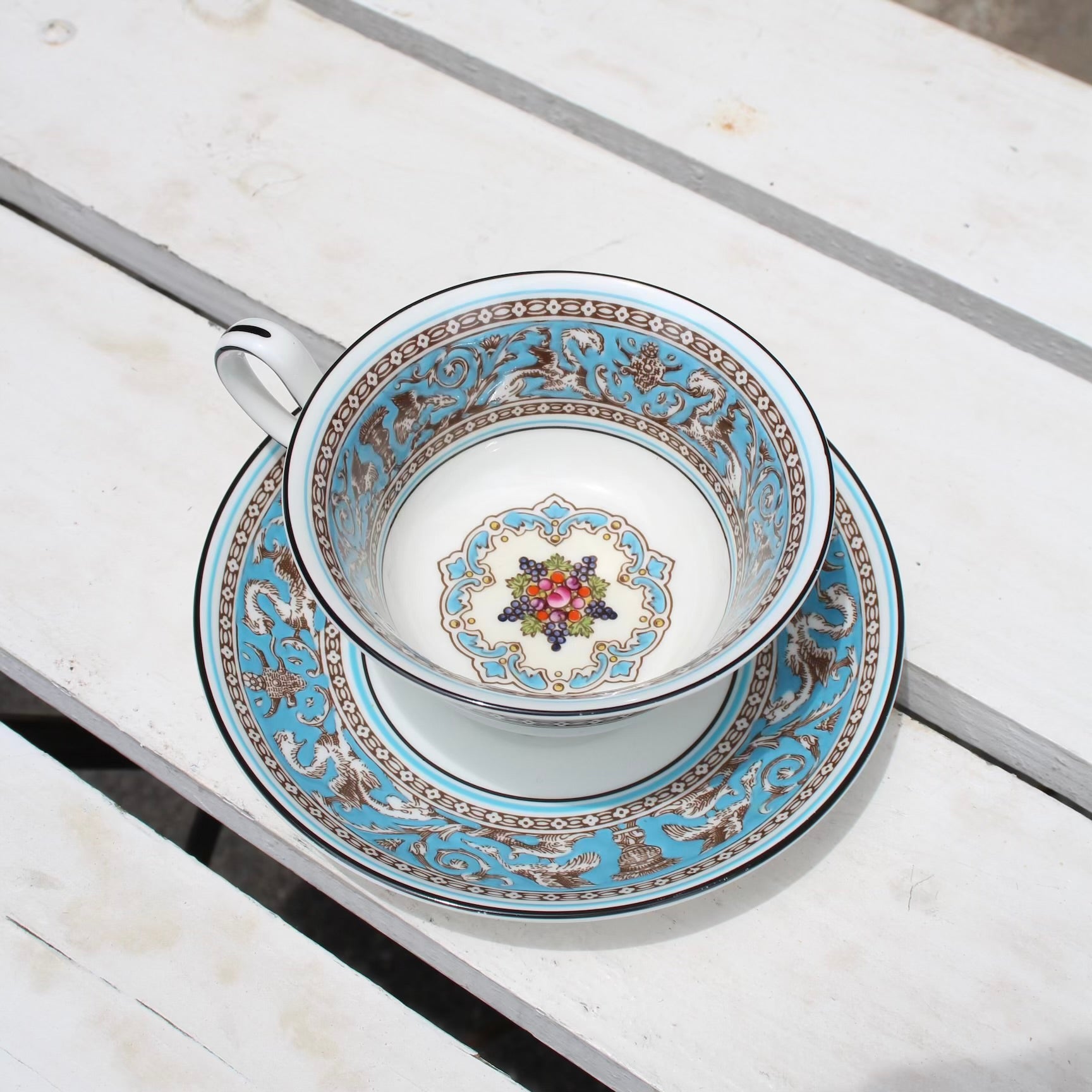 ウェッジウッド / WEDGWOOD ターコイズ・フロレンティーン / Turquoise Florentine カップ&ソーサー イングランド