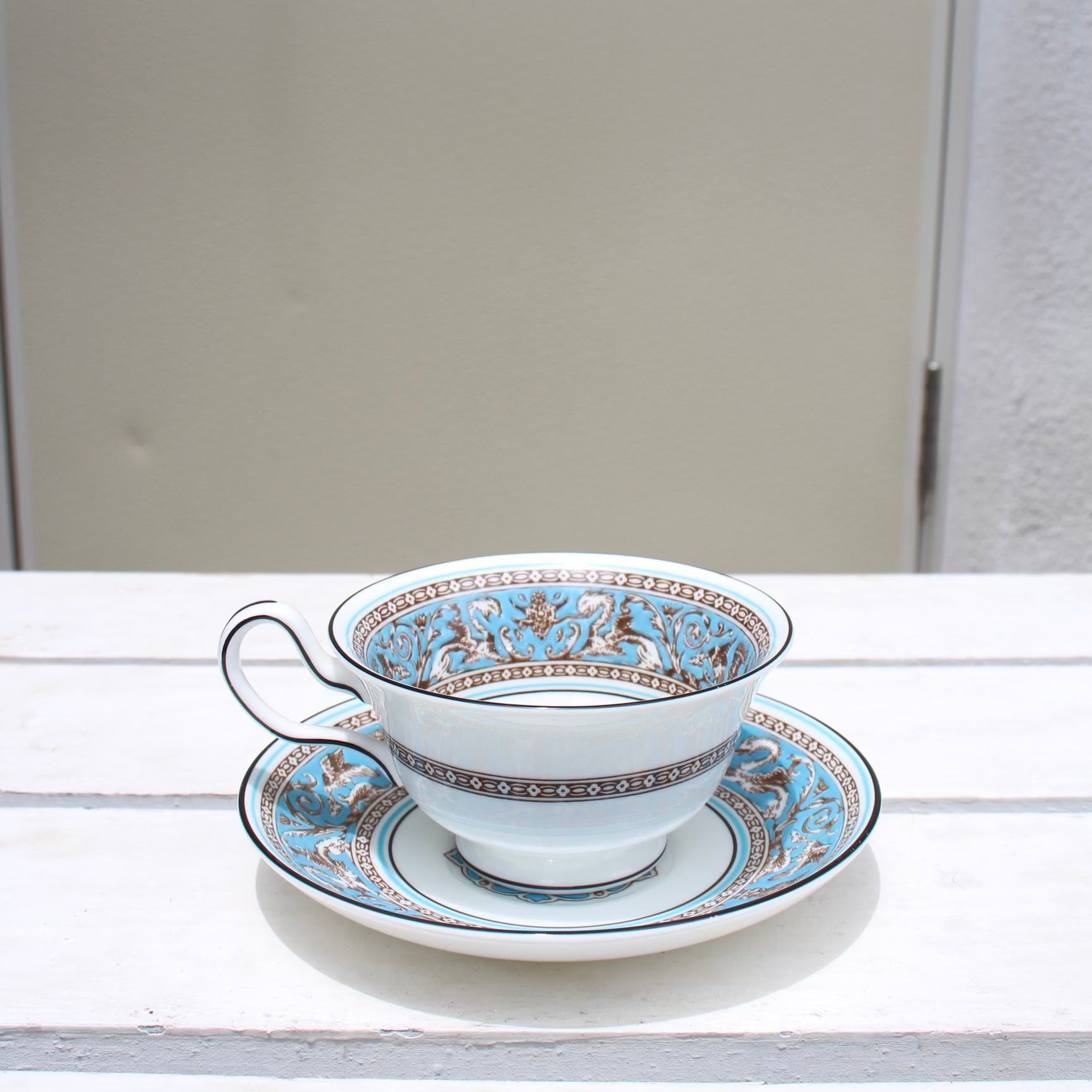 ウェッジウッド / WEDGWOOD ターコイズ・フロレンティーン / Turquoise Florentine カップ&ソーサー イングランド
