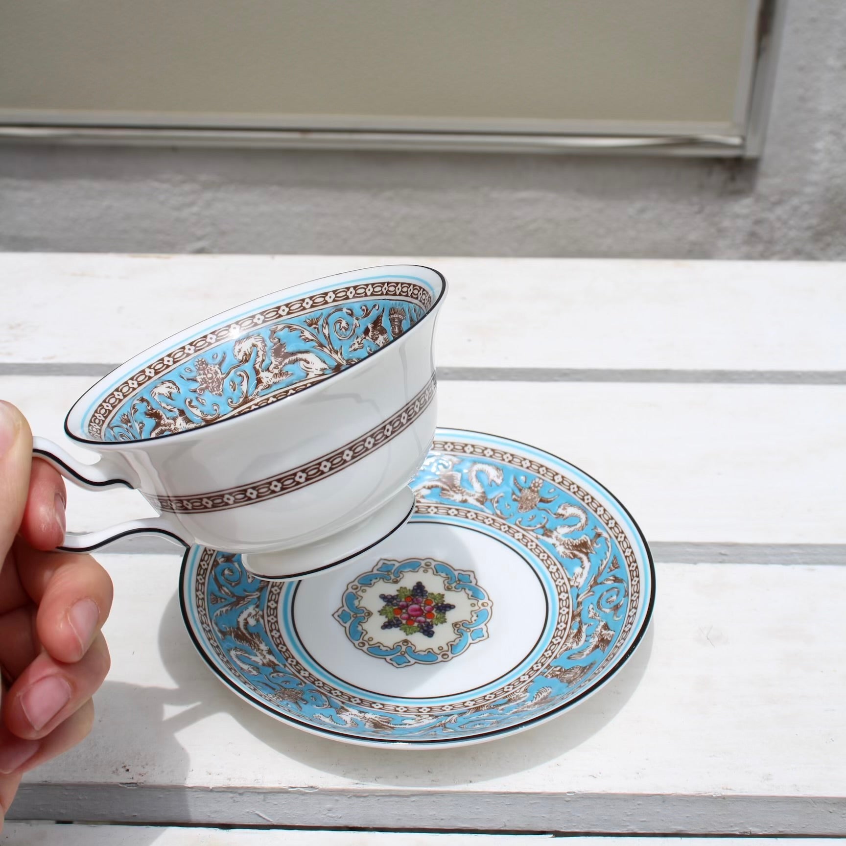 ウェッジウッド / WEDGWOOD ターコイズ・フロレンティーン / Turquoise Florentine カップ&ソーサー イングランド