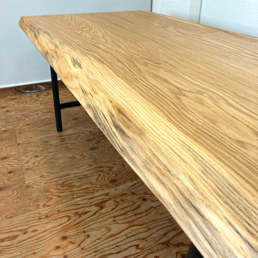 オーク 3枚はぎ天板 ダイニングテーブル 無垢 中古