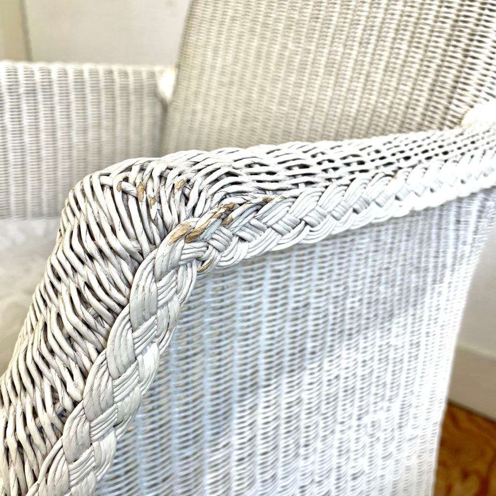 ヴィンセント シェパード ロイドルーム  アームチェア ホワイト ラタンチェア 中古