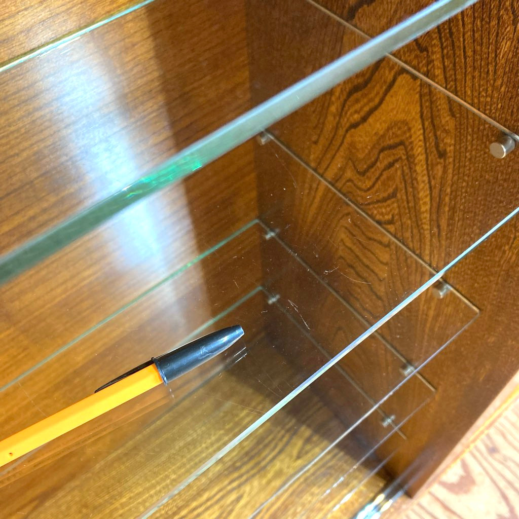 ケヤキ無垢材 ガラスキャビネット【1】飾り棚 食器棚 右側扉 中古