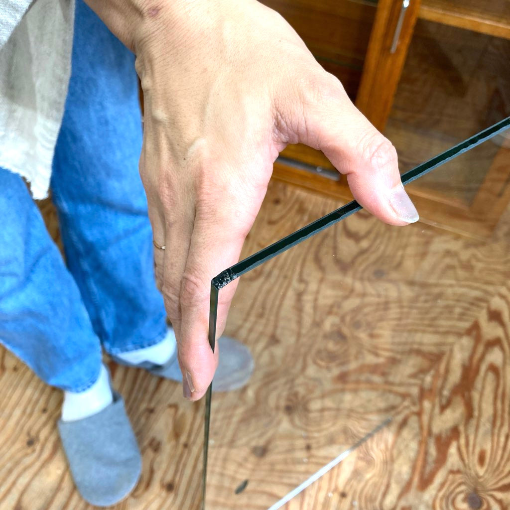 ケヤキ無垢材 ガラスキャビネット【1】飾り棚 食器棚 右側扉 中古