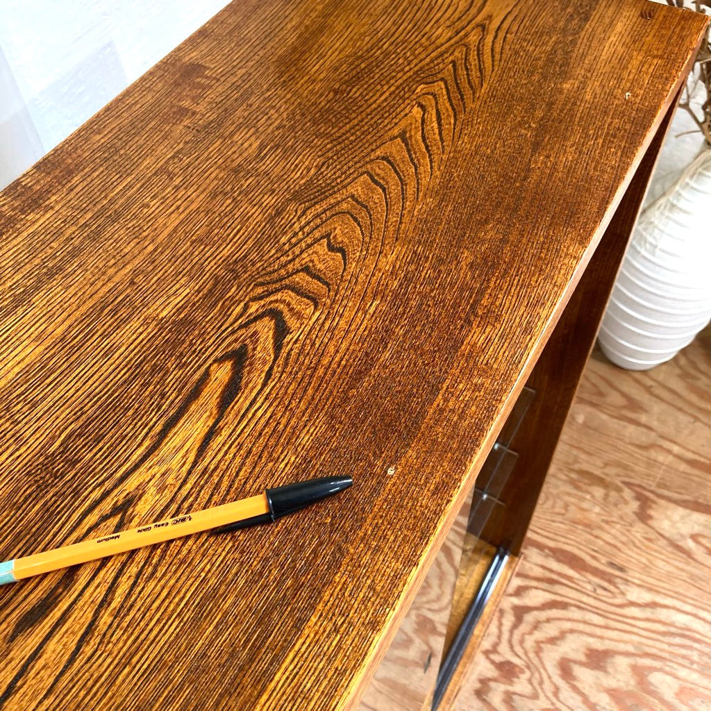 ケヤキ無垢材 ガラスキャビネット【2】飾り棚 食器棚 左側扉 中古