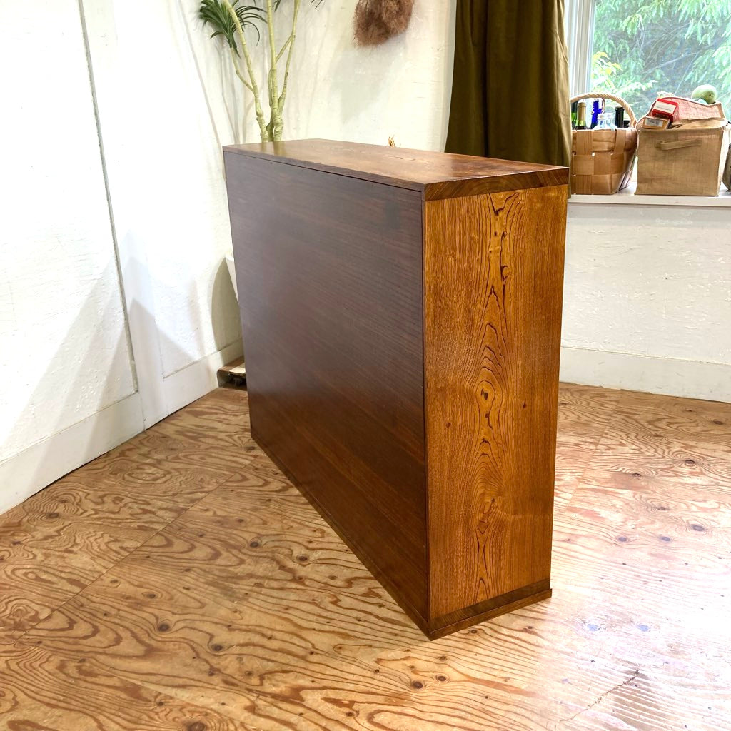 ケヤキ無垢材 ガラスキャビネット【2】飾り棚 食器棚 左側扉 中古